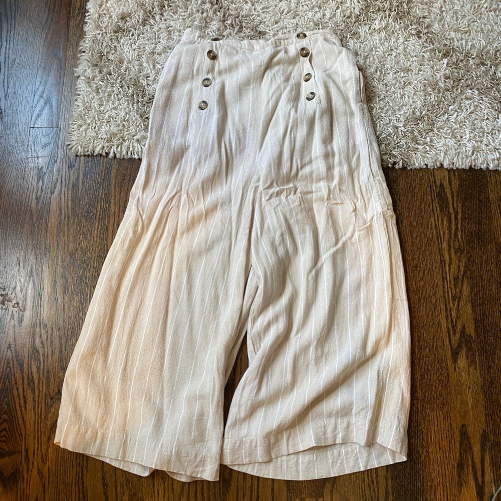 Linen Cropped Culotte Pants